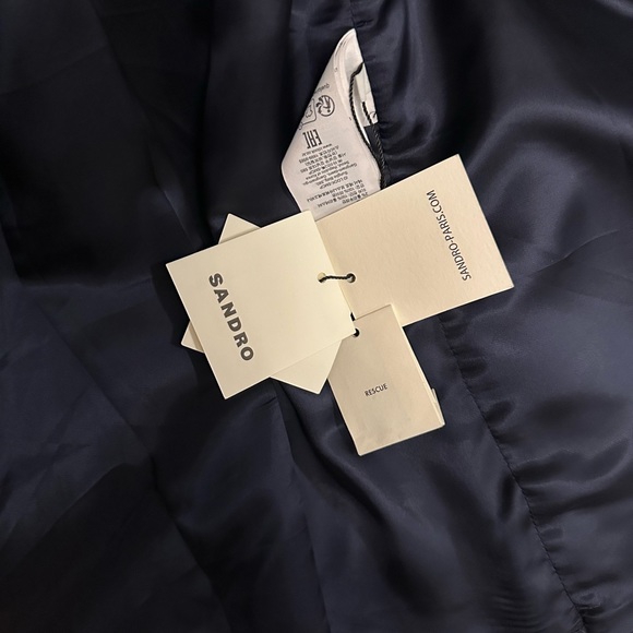 Sandro Pleat-Back Trench Coat nwt size 40 navy - Picture 4 of 8